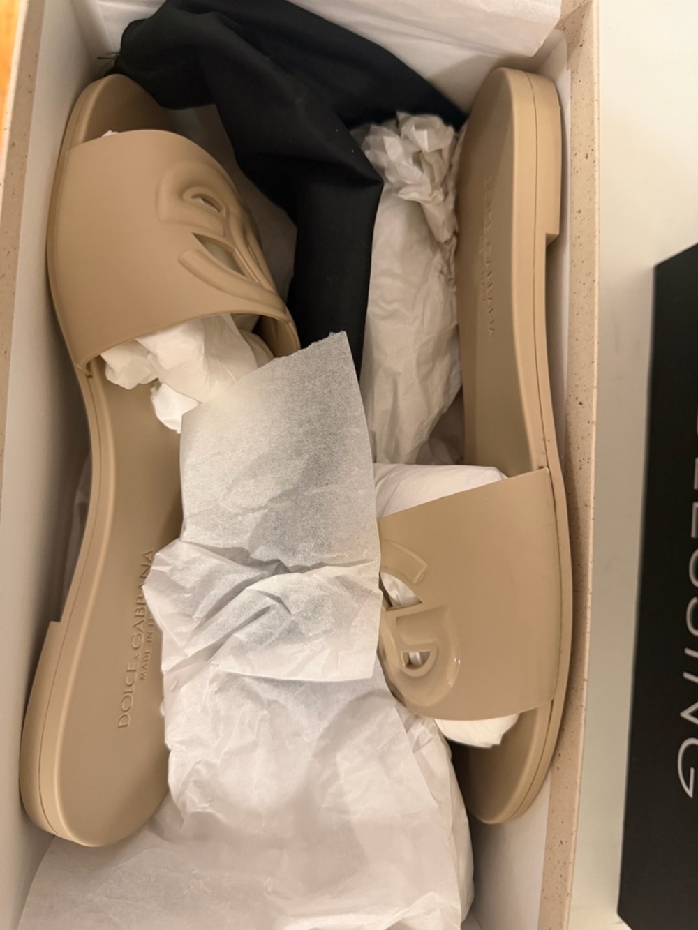 Dolce & Gabbana Neutral Beige Logo Slide Mule - Picture 6 of 7